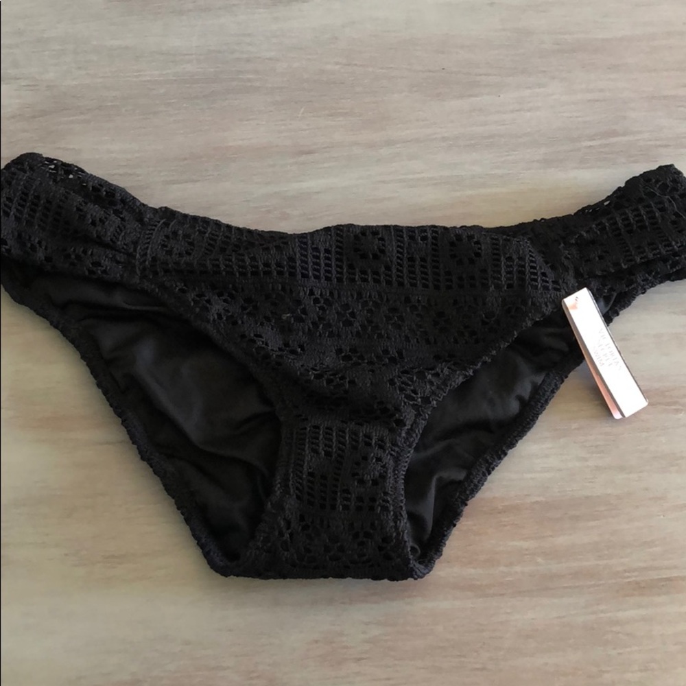 NWT black crochet VS bikini bottoms